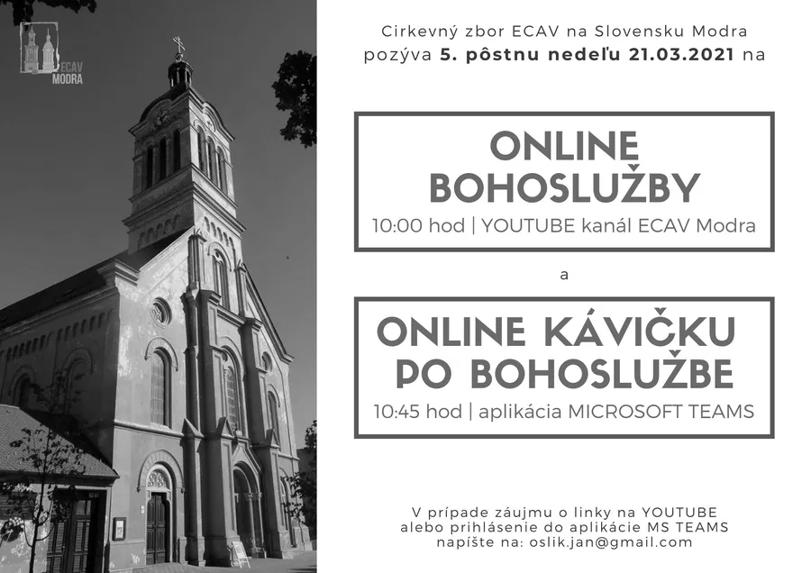 ONLINE BOHOSLUŽBY na 5. pôstnu nedeľu